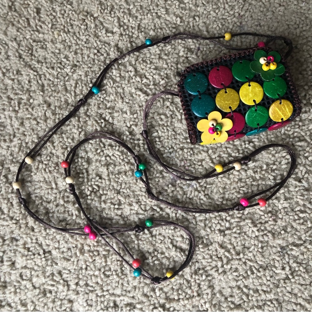 Coconut Shell Beaded Crossbody  small purse